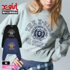 ��30%OFF ���ꥢ��󥹥�����ۥ��å��������� ��ǥ����� �ץ륪���С��������å� xgirl FACE���� �ȥåץ� ���ȥ꡼�ȿ͵��֥��� X-girl  | COLLEGE LOGO COMPACT SWEAT TOP��105261012012��