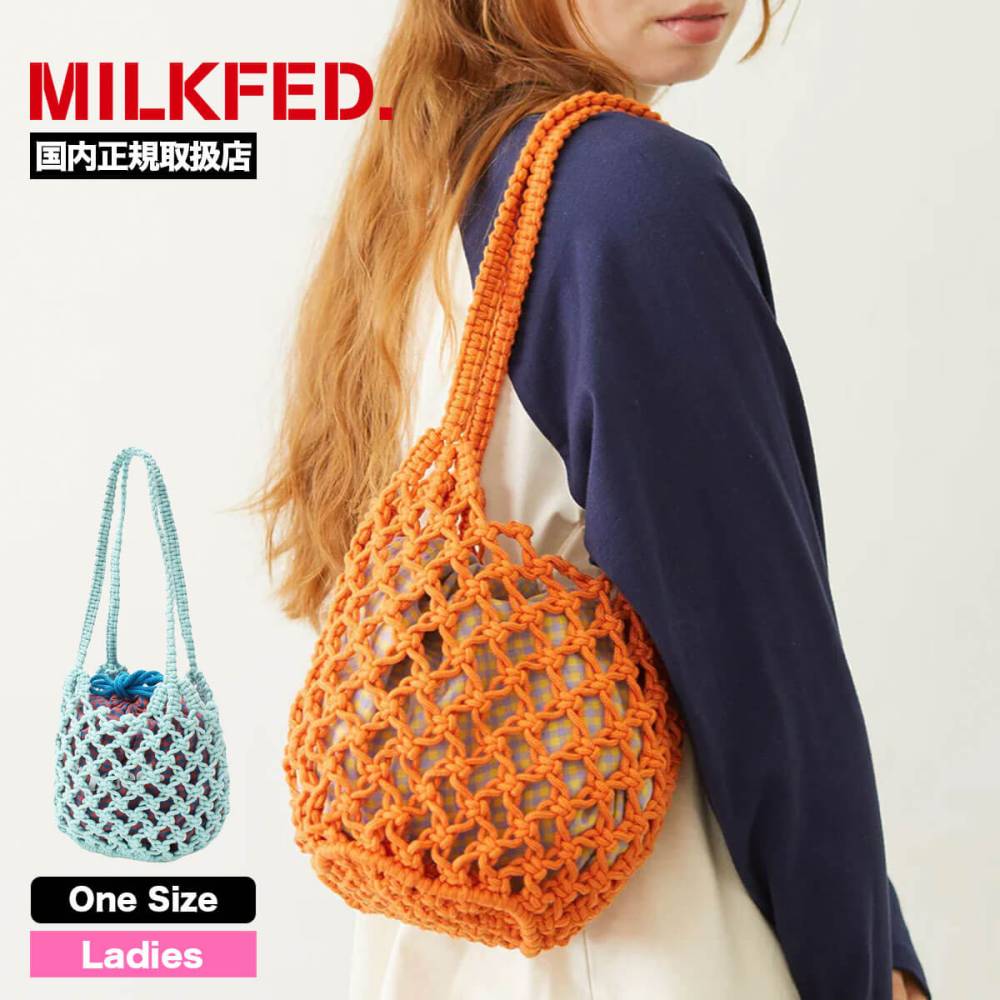 MILKFED | KNITTED GINGHAM BAG��103261053011 ��