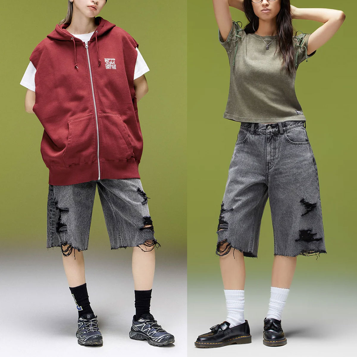 X-GIRL  | EMBLEM POCKET DISTRESSED DENIM SHORTS��105263031008��