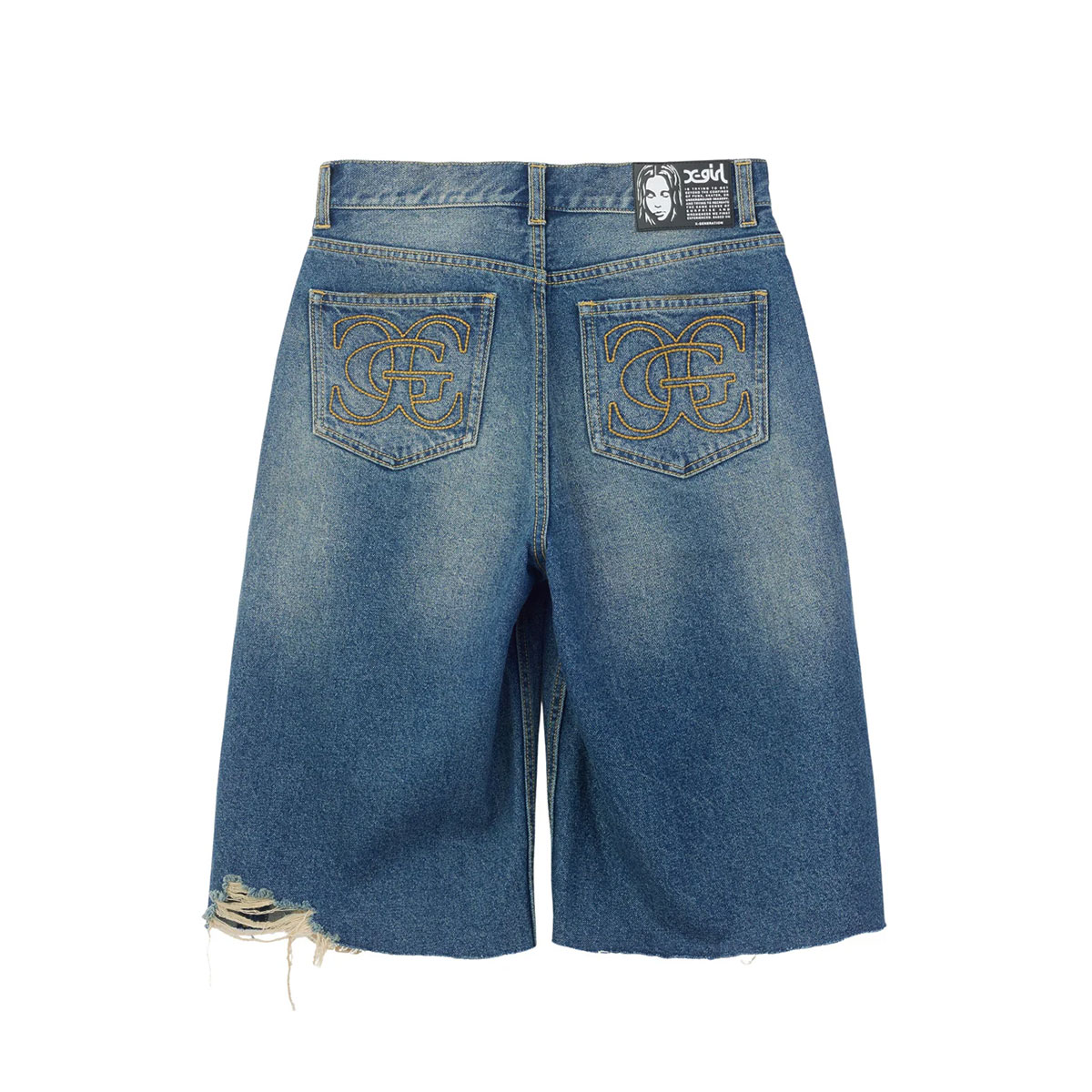 X-GIRL  | EMBLEM POCKET DISTRESSED DENIM SHORTS��105263031008��