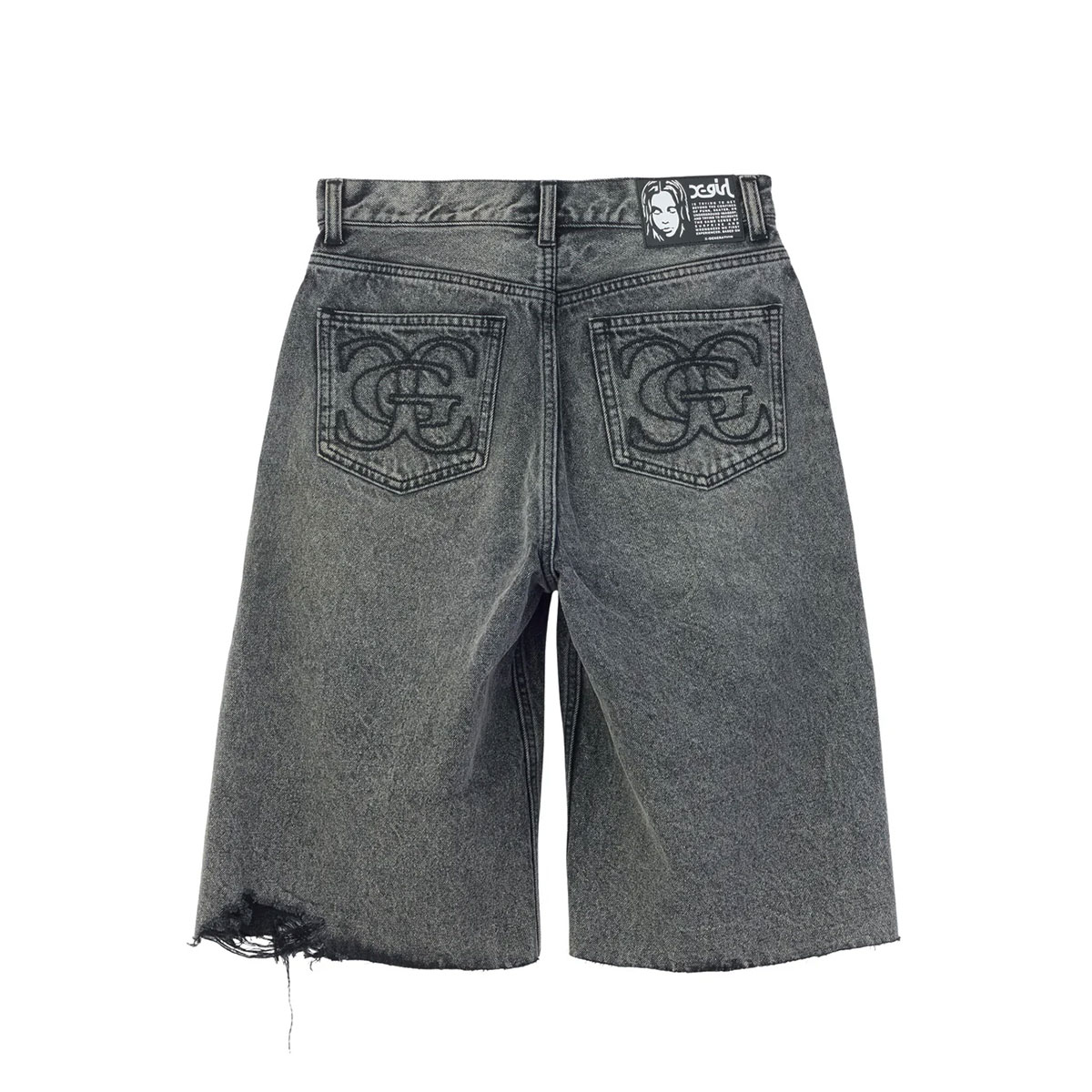 X-GIRL  | EMBLEM POCKET DISTRESSED DENIM SHORTS��105263031008��