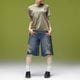 X-GIRL  | EMBLEM POCKET DISTRESSED DENIM SHORTS��105263031008��