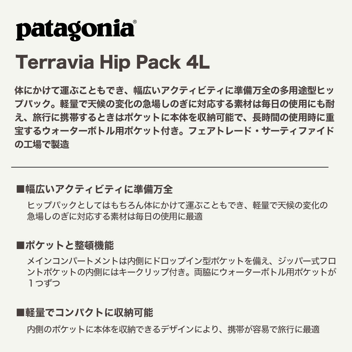  Patagonia  | Terravia Hip Pack 4L��49021��