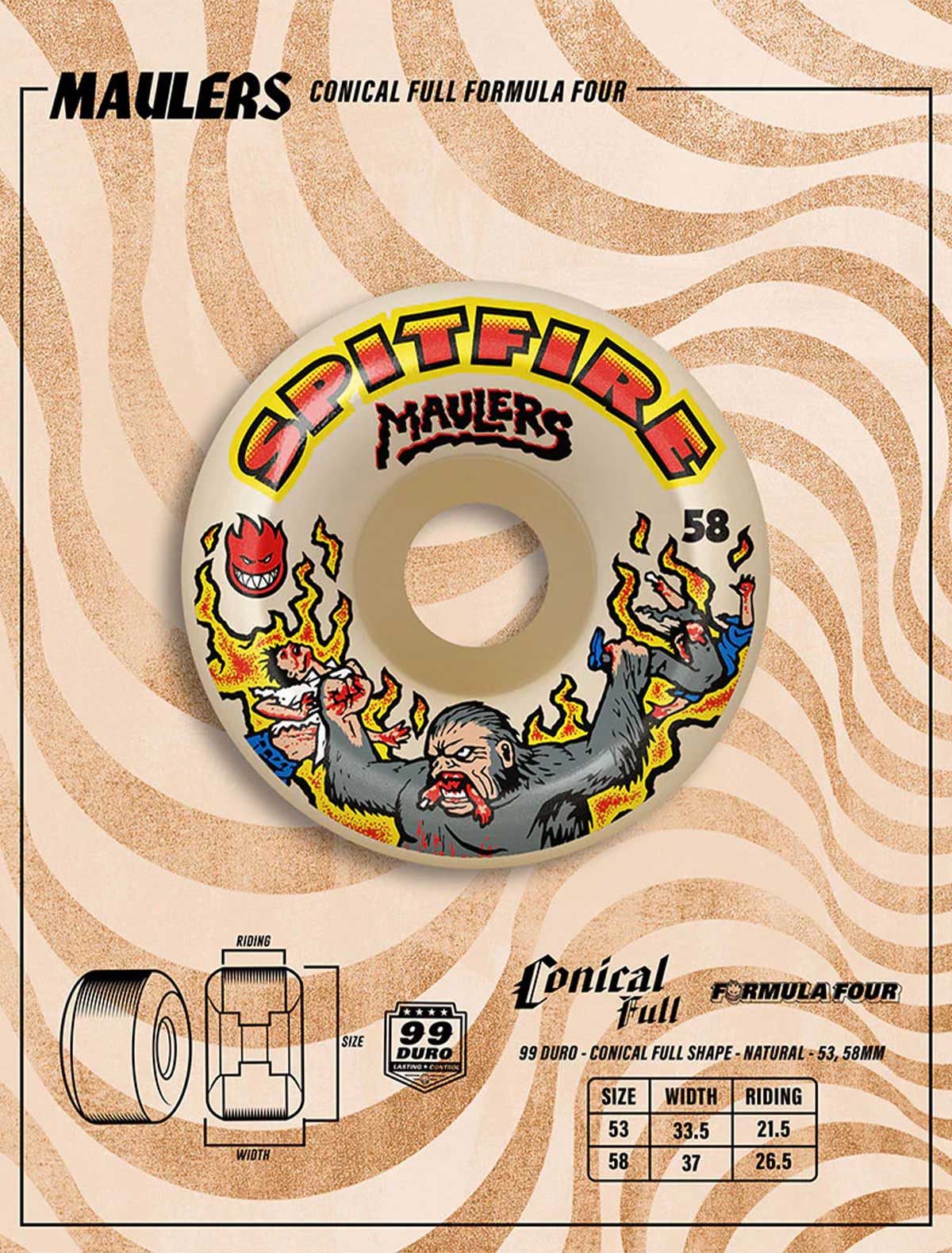 ���ԥåȥե����� �������� 58mm �⡼�顼�� �������ȥܡ��� �����ܡ� SPITFIRE WHEELS | MAULERS WHEEL CONICAL FULL SHAPE��2111036858��
