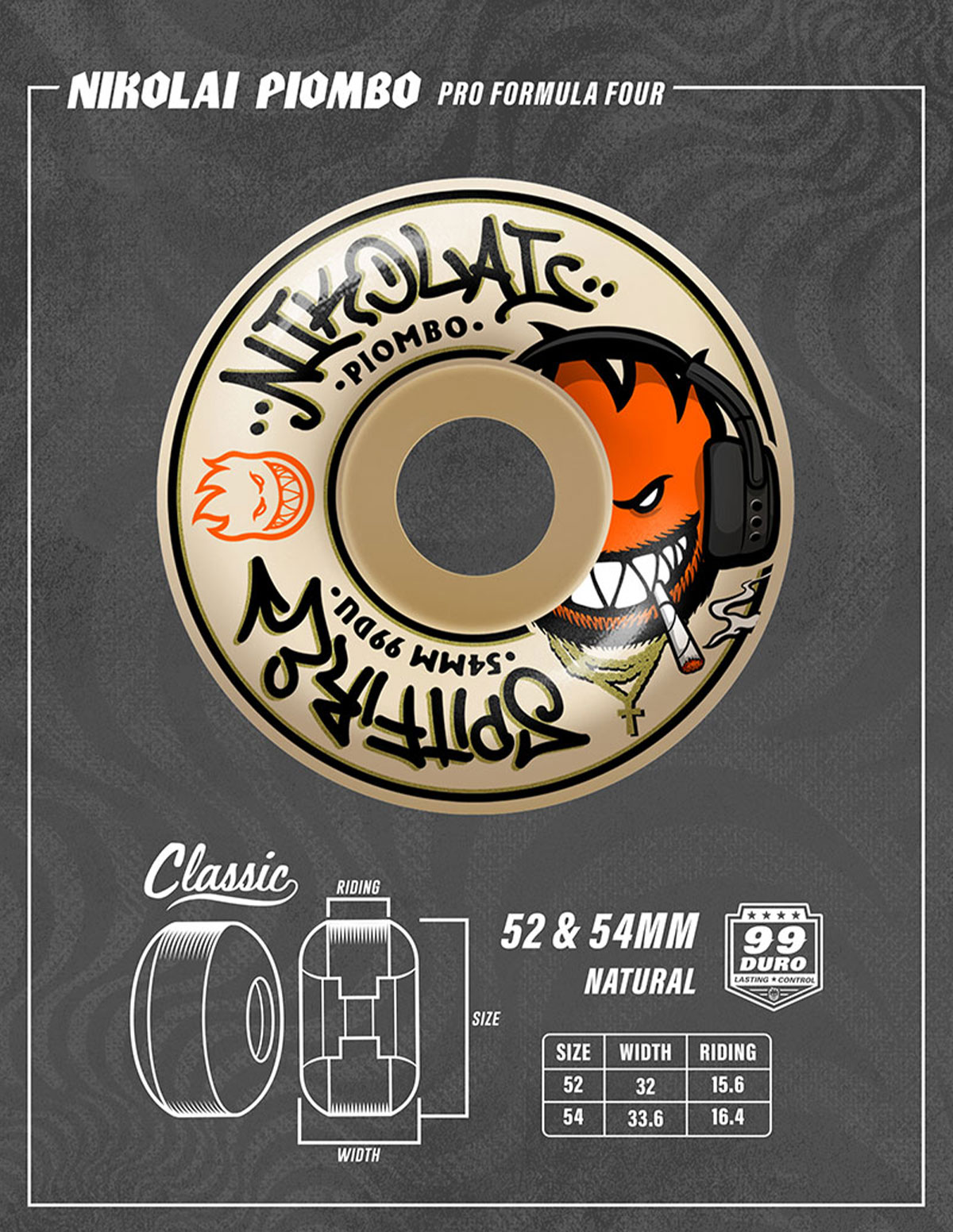 SPITFIRE WHEELS | Formula Four 99D Nikolai Piombo Pro Edition 54mm��21110408NP54��