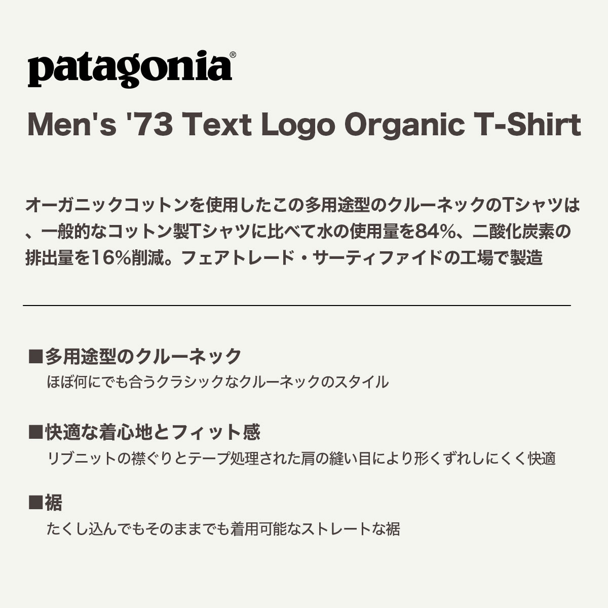 ��20%OFF ���ꥹ�ޥ�������ۥѥ����˥� Patagonia ��� ȾµT����� �ȥåץ� ���� ����ץ� ��3�� S M �����ե��� ��� �����ȥɥ� ������ �͵� �֥��� | Men's '73 Text Logo Organic T-Shirt��37776��  