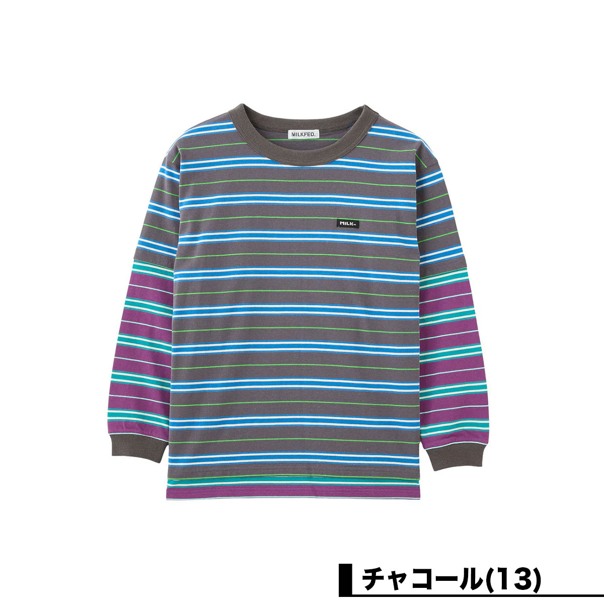 �ߥ륯�ե��� ��ǥ����� ����T ĹµT����� �ȥåץ� �ܡ����� ���ȥ饤�� �쥤�䡼���� ��2�� �͵��֥��� MILKFED. ���� | LAYERED LOOK STRIPED TOP��103254013005��