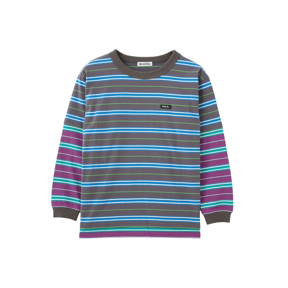 �ߥ륯�ե��� ��ǥ����� ����T ĹµT����� �ȥåץ� �ܡ����� ���ȥ饤�� �쥤�䡼���� ��2�� �͵��֥��� MILKFED. ���� | LAYERED LOOK STRIPED TOP��103254013005��