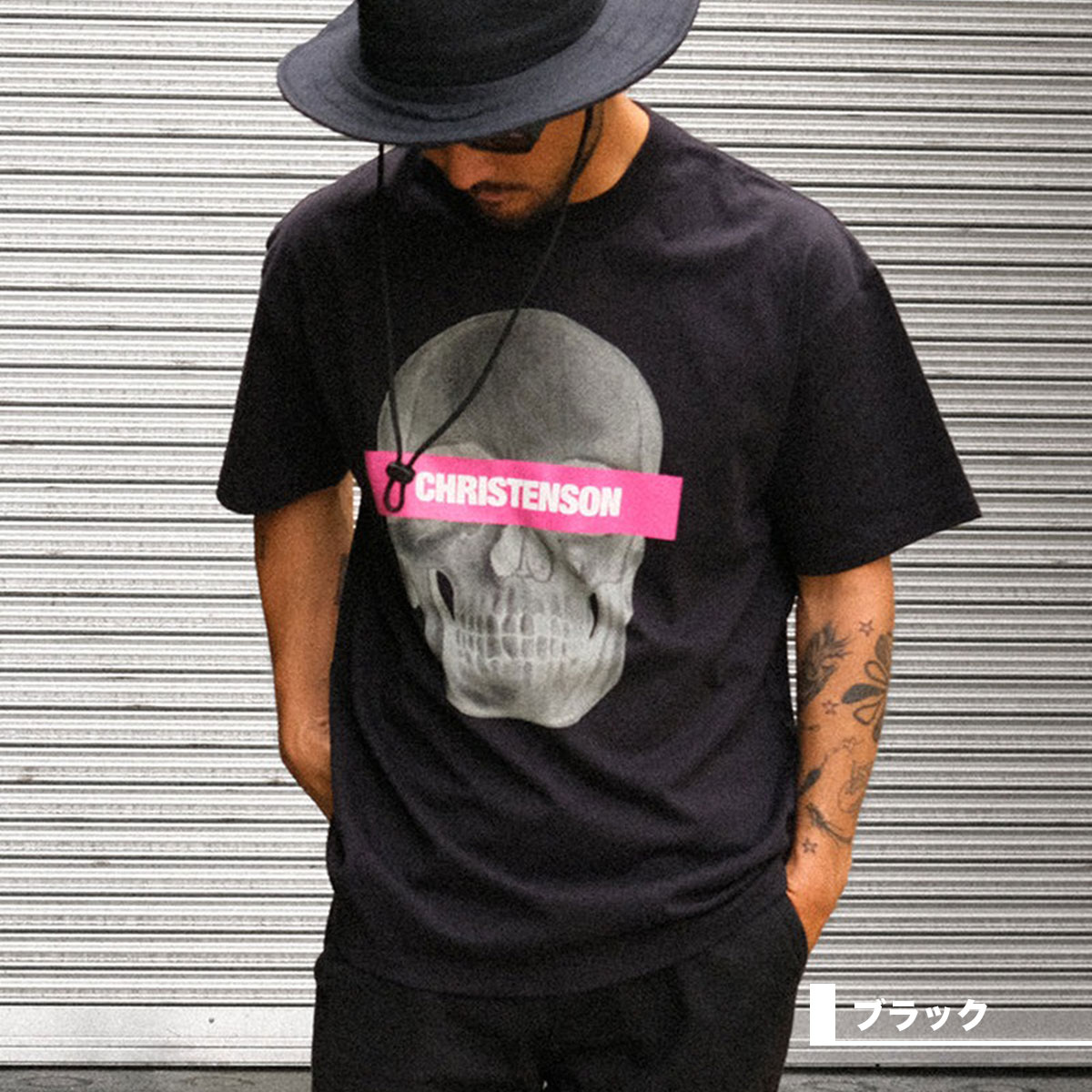 ���ꥹ�ƥ󥽥� ���ܸ��� ȾµT����� ���  M L XL �ȥåץ� ������ ���� �ƥ�������� �����ե��� �͵� �֥��� | Christenson Skull Japan Limited Tee��CC2000007��