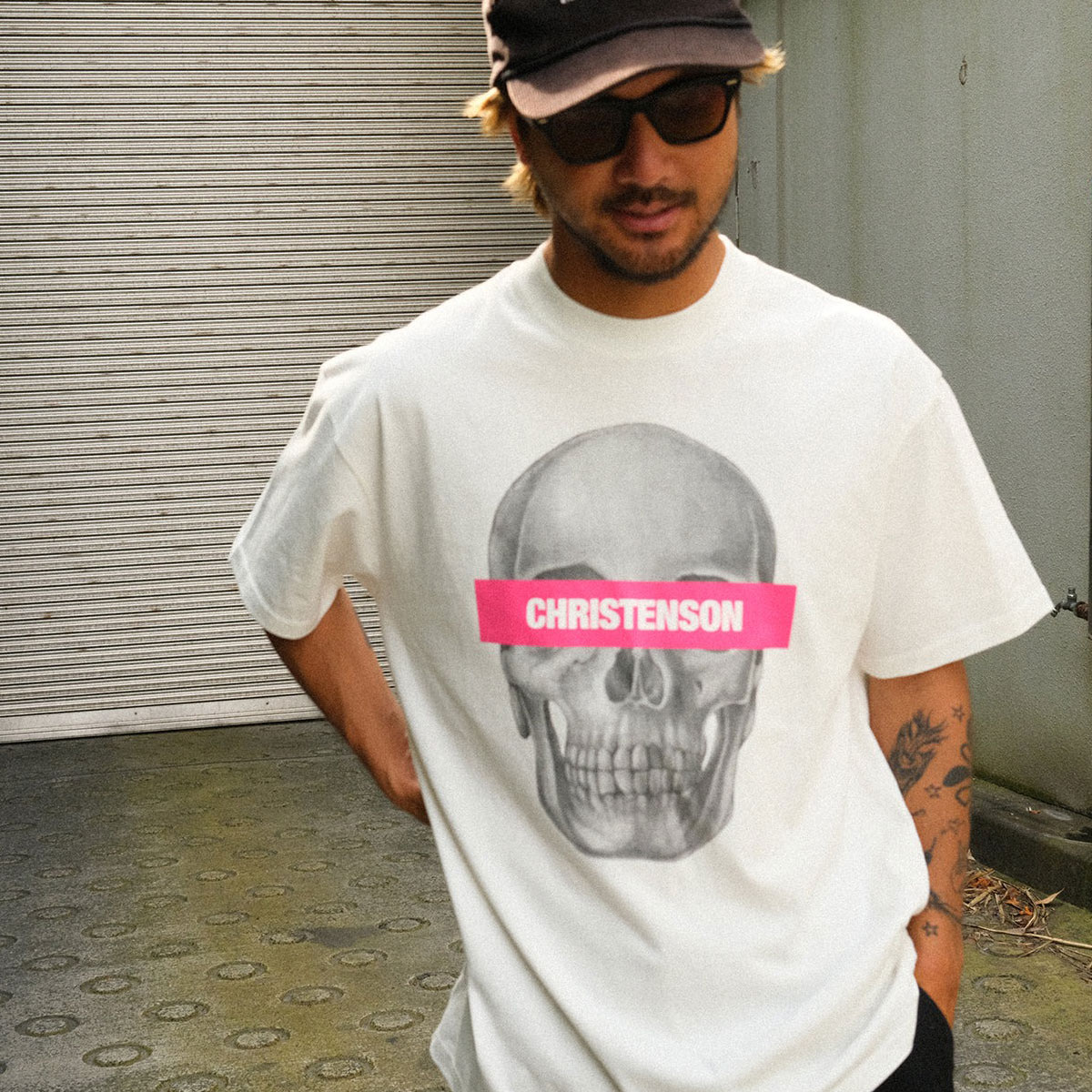 ���ꥹ�ƥ󥽥� ���ܸ��� ȾµT����� ���  M L XL �ȥåץ� ������ ���� �ƥ�������� �����ե��� �͵� �֥��� | Christenson Skull Japan Limited Tee��CC2000007��