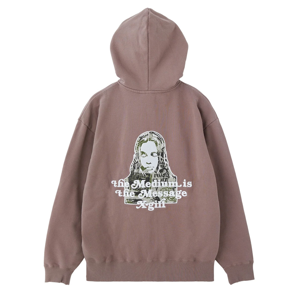 X-GIRL  | BRUSHED COLLAGE GRAPHIC FACE PATCH ZIP UP SWEAT HOODIE��105263012009��