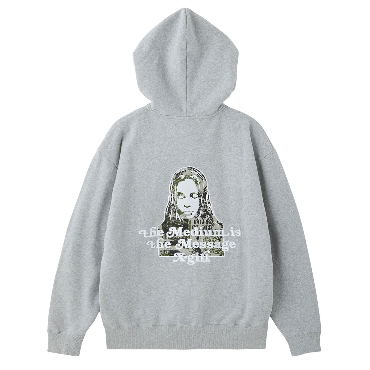 X-GIRL  | BRUSHED COLLAGE GRAPHIC FACE PATCH ZIP UP SWEAT HOODIE��105263012009��