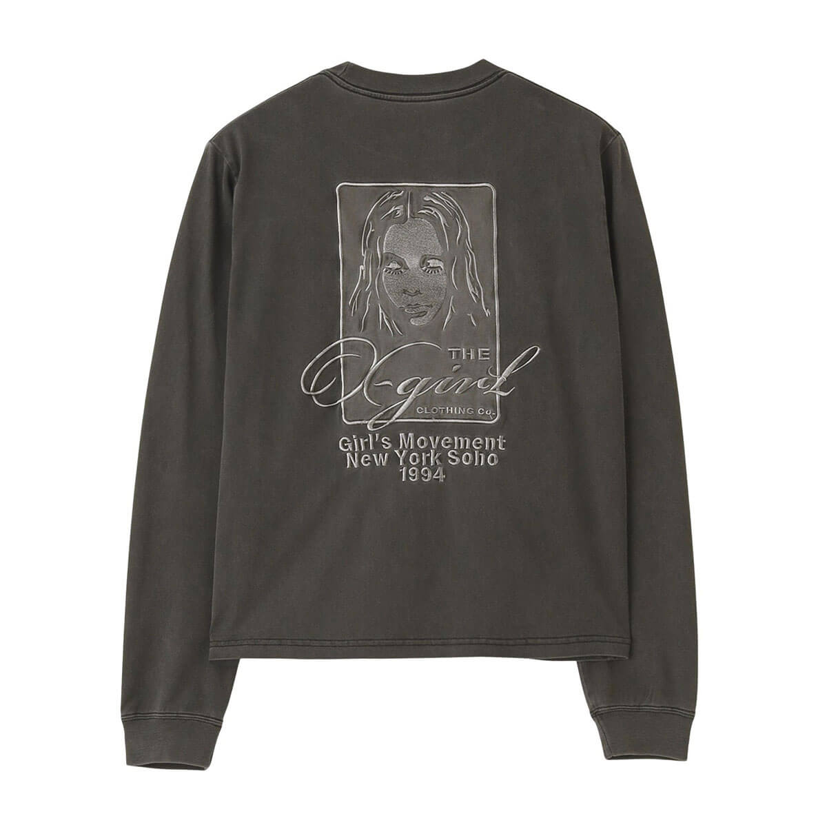 ���å��������� ��ǥ����� ĹµT����� ����t xgirl FACE���� �ȥåץ� ���ȥ꡼�ȿ͵��֥��� X-girl  | PIGMENT DYED FACE AND LOGO SQUARE PATCH L/S TEE��105261011004��