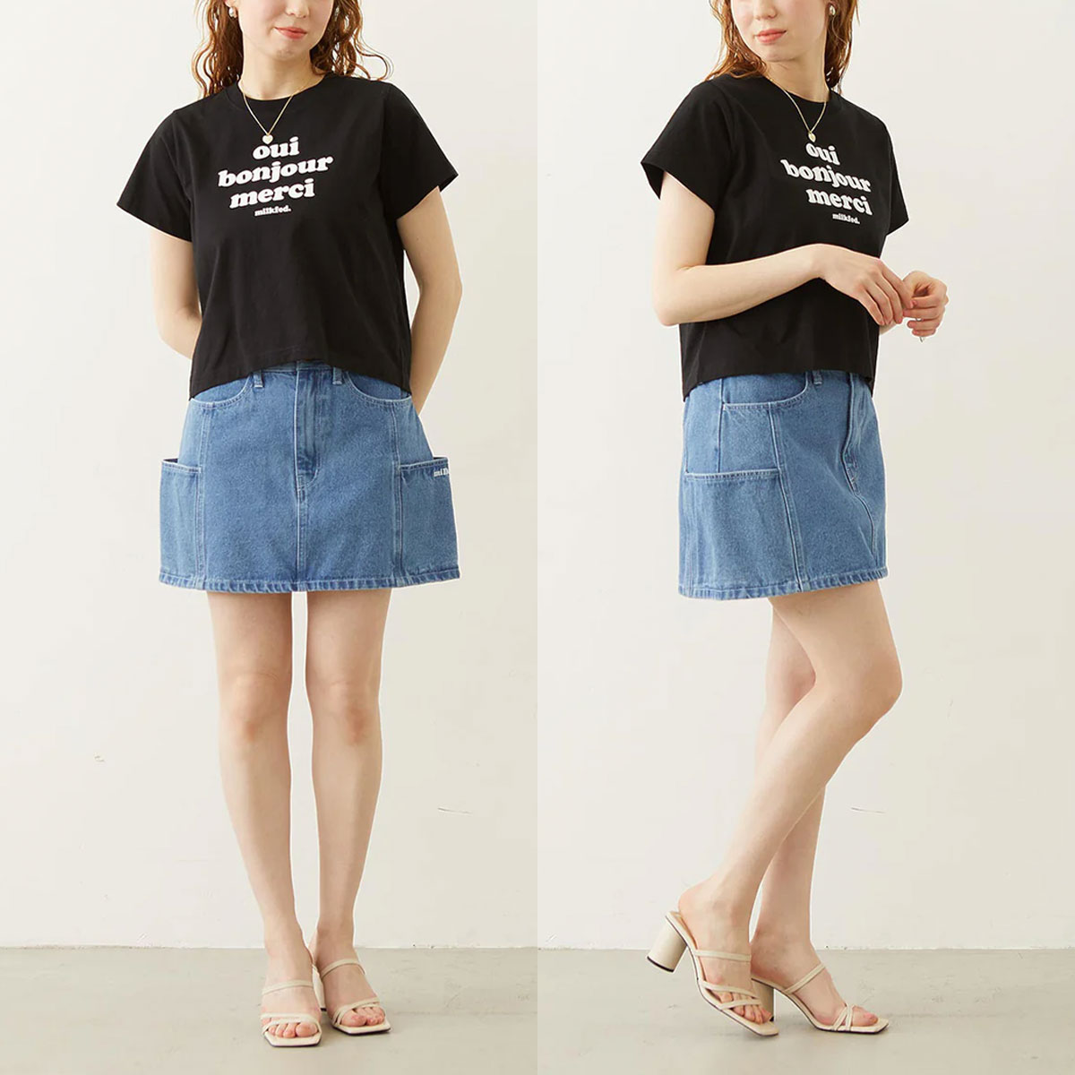 MILKFED. | PANELED POCKET DENIM MINI SKIRT��103262032002��