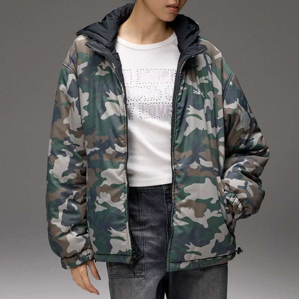 X-GIRL  | FACE EMBROIDERED PATCH REVERSIBLE JACKET��105263021003��