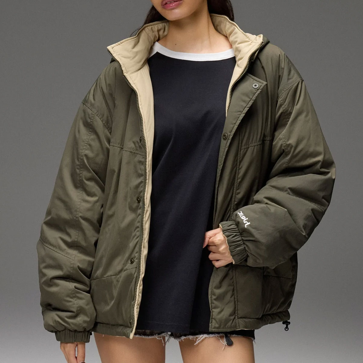 X-GIRL  | FACE EMBROIDERED PATCH REVERSIBLE JACKET��105263021003��