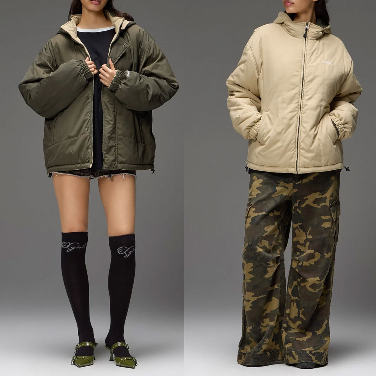 X-GIRL  | FACE EMBROIDERED PATCH REVERSIBLE JACKET��105263021003��