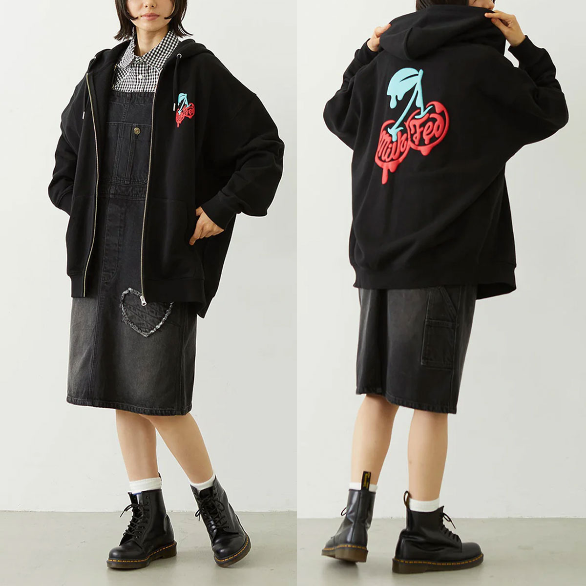 MILKFED. | MELTY CHERRY WIDE ZIP UP HOODIE��103261012009��