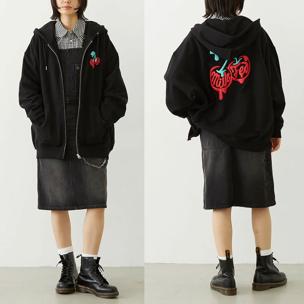 MILKFED. | MELTY CHERRY WIDE ZIP UP HOODIE��103261012009��