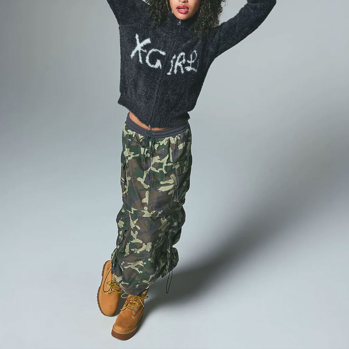 ���å��������� �ե른�å� ���㥮���˥å� ���㥬���ɥ˥å� �֥�å� ���� ���ȥ꡼�ȿ͵��֥��� X-GIRL ���� 2025 ���� | LOGO JACQUARD ZIP UP SHAGGY KNIT TOP��105254015014��