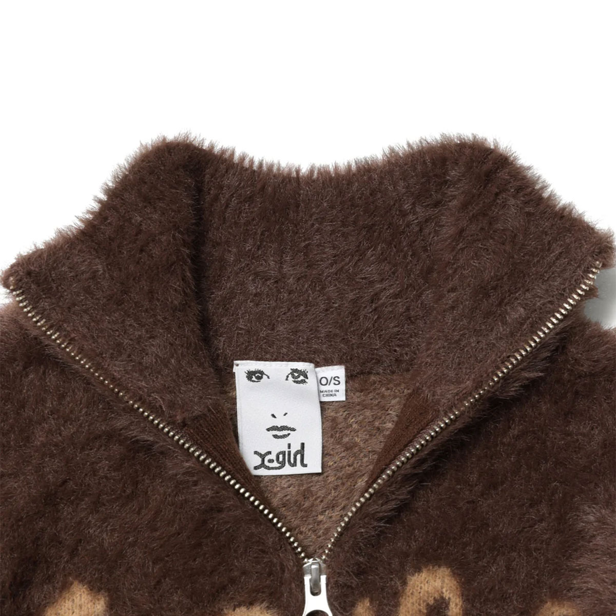 ���å��������� �ե른�å� ���㥮���˥å� ���㥬���ɥ˥å� �֥�å� ���� ���ȥ꡼�ȿ͵��֥��� X-GIRL ���� 2025 ���� | LOGO JACQUARD ZIP UP SHAGGY KNIT TOP��105254015014��