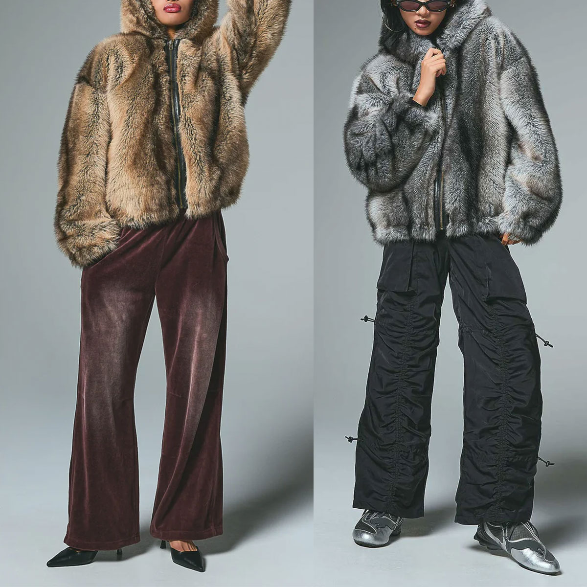 ���å��������� �ե������ե������㥱�å� �ա��� ��2�� M ���ȥ꡼�ȿ͵��֥��� X-GIRL ���� 2025 ���� | LOGO PATCHED FAUX FUR HOODED JACKET��105254021005��