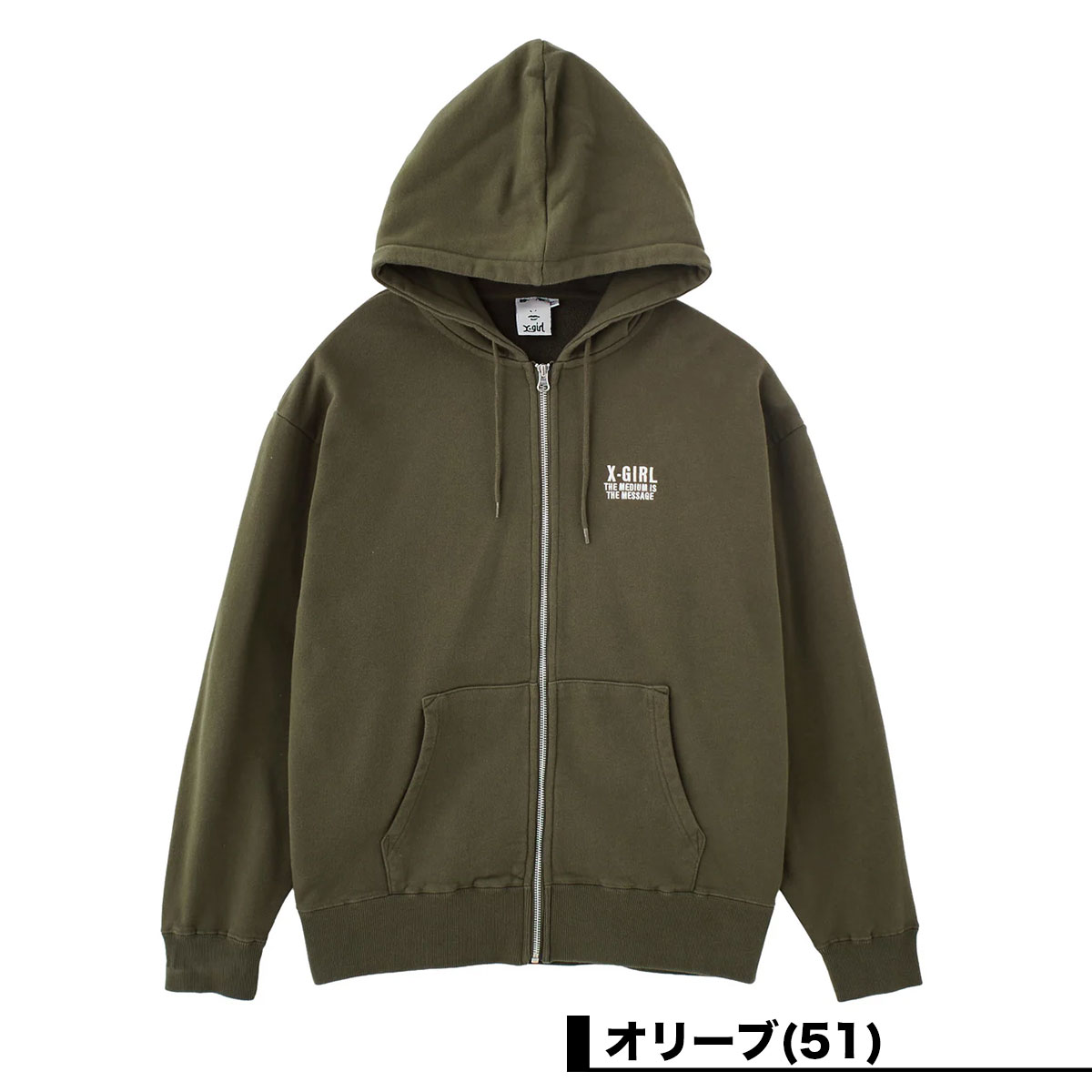 XGIRL |CIRCLE MESSAGE AND FACE ZIP UP SWEAT HOODIE��105261012016��