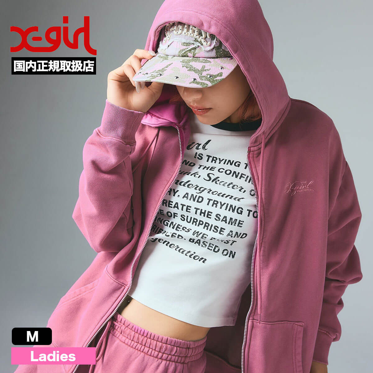 ���å��������� ��ǥ����� ���åץѡ����� xgirl face���� �ߥ륺 ���� �ȥåץ� �ԥ� ���ȥ꡼�ȿ͵��֥��� X-girl 2026 ���� | MILLS LOGO LAYERED PATCH SWEAT HOODIE��105261012014��
