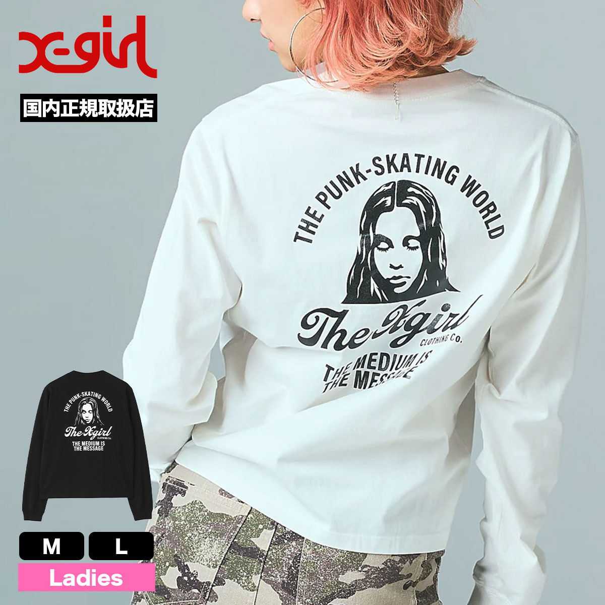 X-GIRL | ARCH LOGO AND FACE L/S TEE��105261011008��