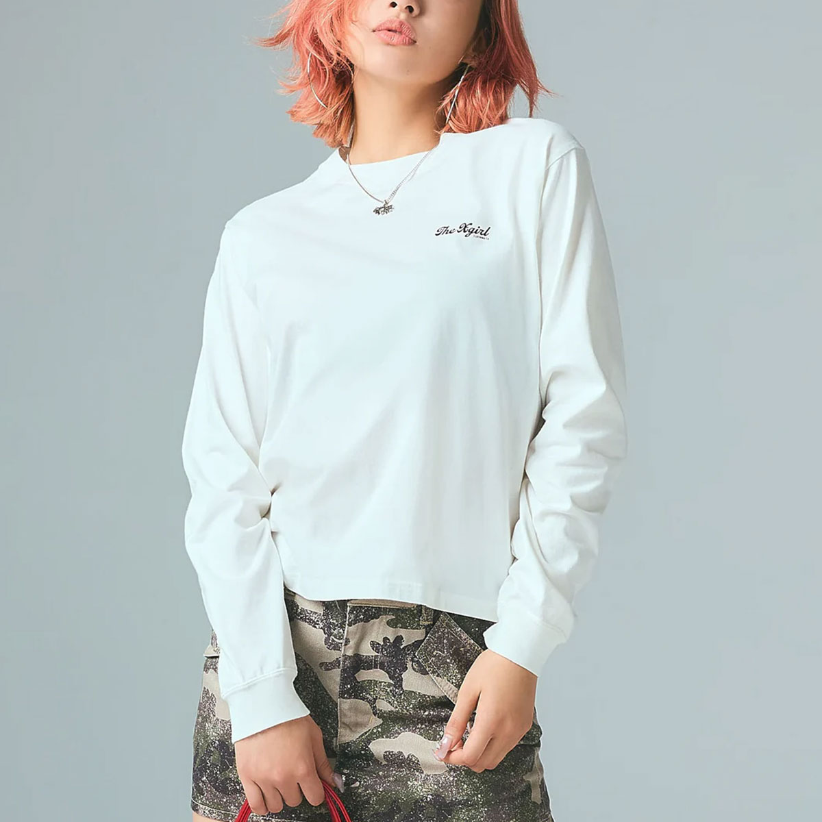 X-GIRL | ARCH LOGO AND FACE L/S TEE��105261011008��