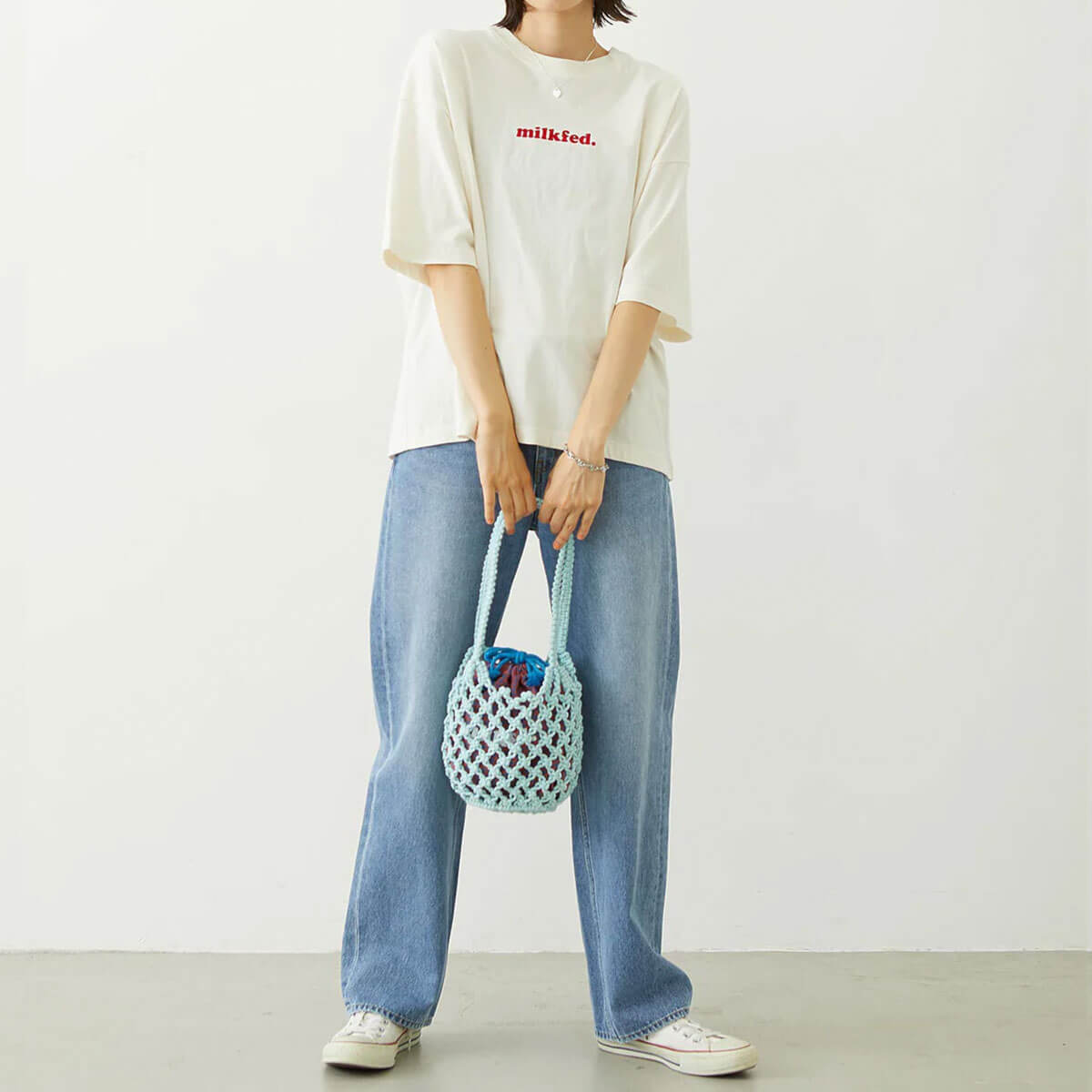 MILKFED | KNITTED GINGHAM BAG��103261053011 ��