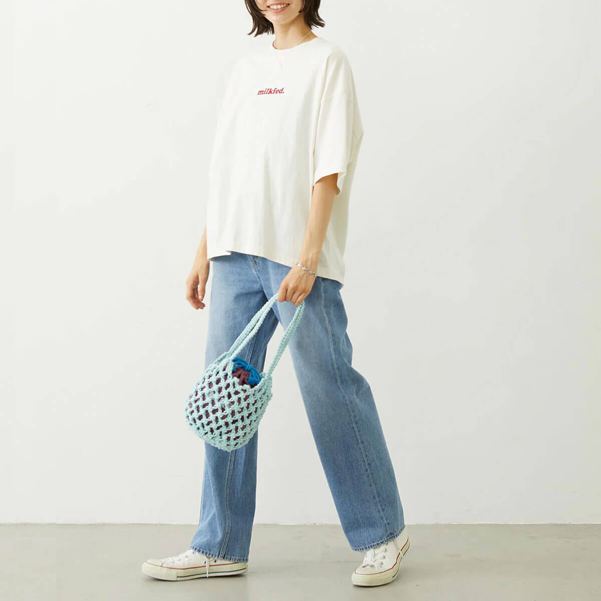 MILKFED | KNITTED GINGHAM BAG��103261053011 ��