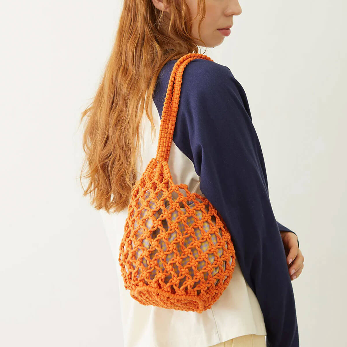 MILKFED | KNITTED GINGHAM BAG��103261053011 ��