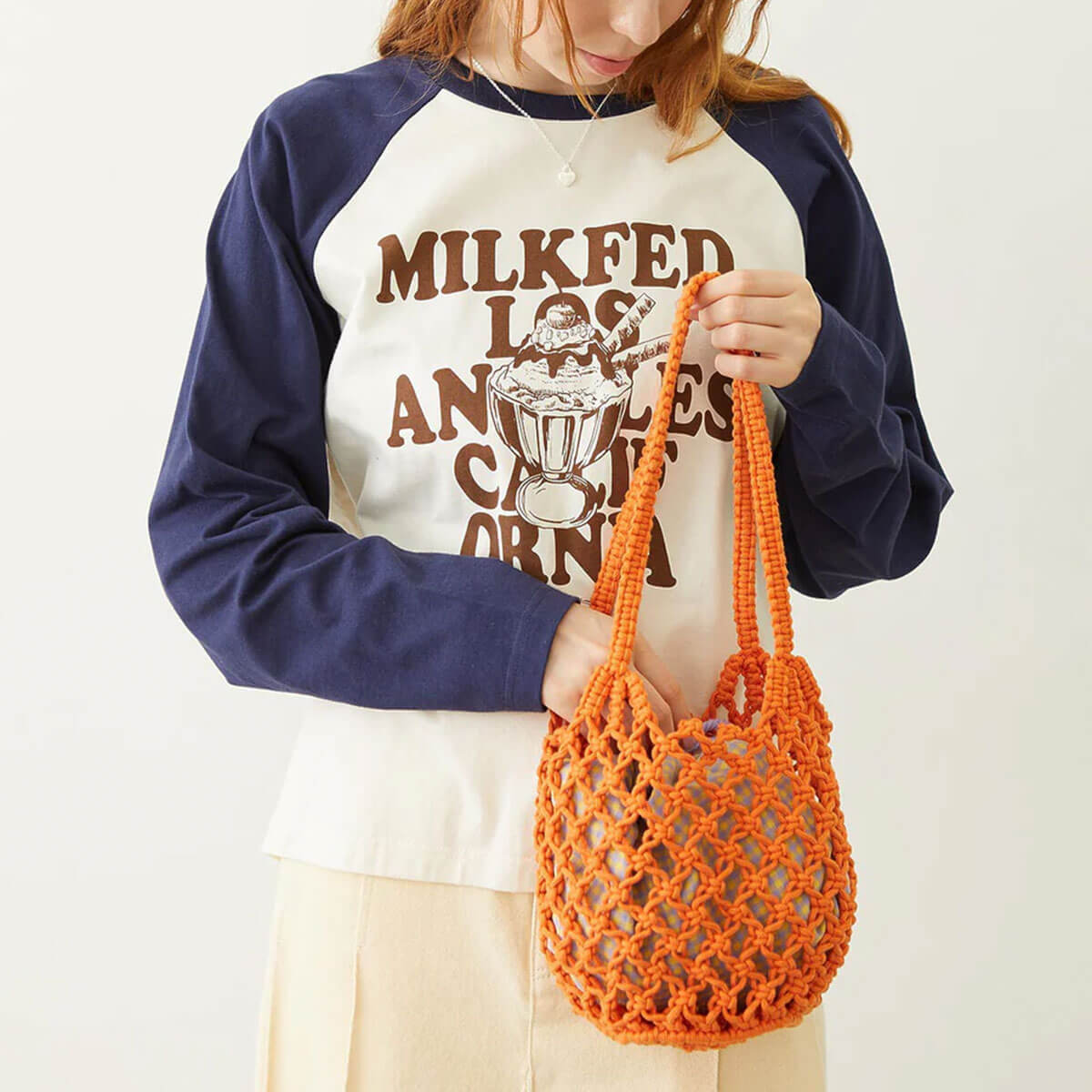MILKFED | KNITTED GINGHAM BAG��103261053011 ��