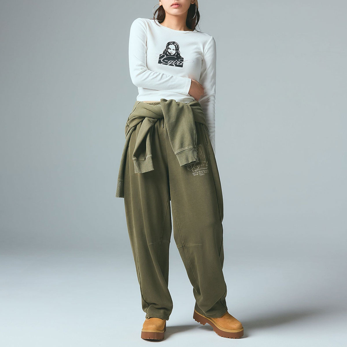 ���å��������� ��ǥ����� �������åȥѥ�� xgirl FACE���� �磻�ɥ��륨�å� ���ȥ꡼�ȿ͵��֥��� X-girl | PIGMENT DYED FACE AND LOGO SQUARE PATCH SWEATPANTS��105261031005��