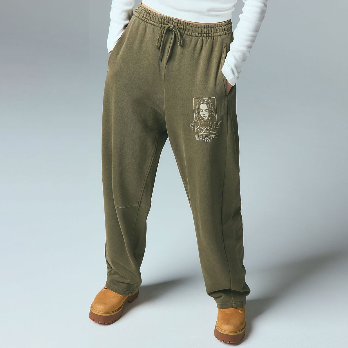 ���å��������� ��ǥ����� �������åȥѥ�� xgirl FACE���� �磻�ɥ��륨�å� ���ȥ꡼�ȿ͵��֥��� X-girl | PIGMENT DYED FACE AND LOGO SQUARE PATCH SWEATPANTS��105261031005��