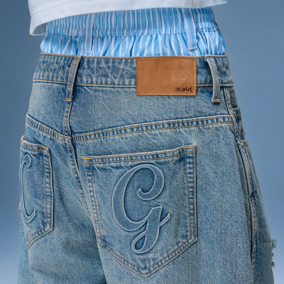X-GIRL | DISTRESSED BAGGY DENIM PANTS��105262031011��