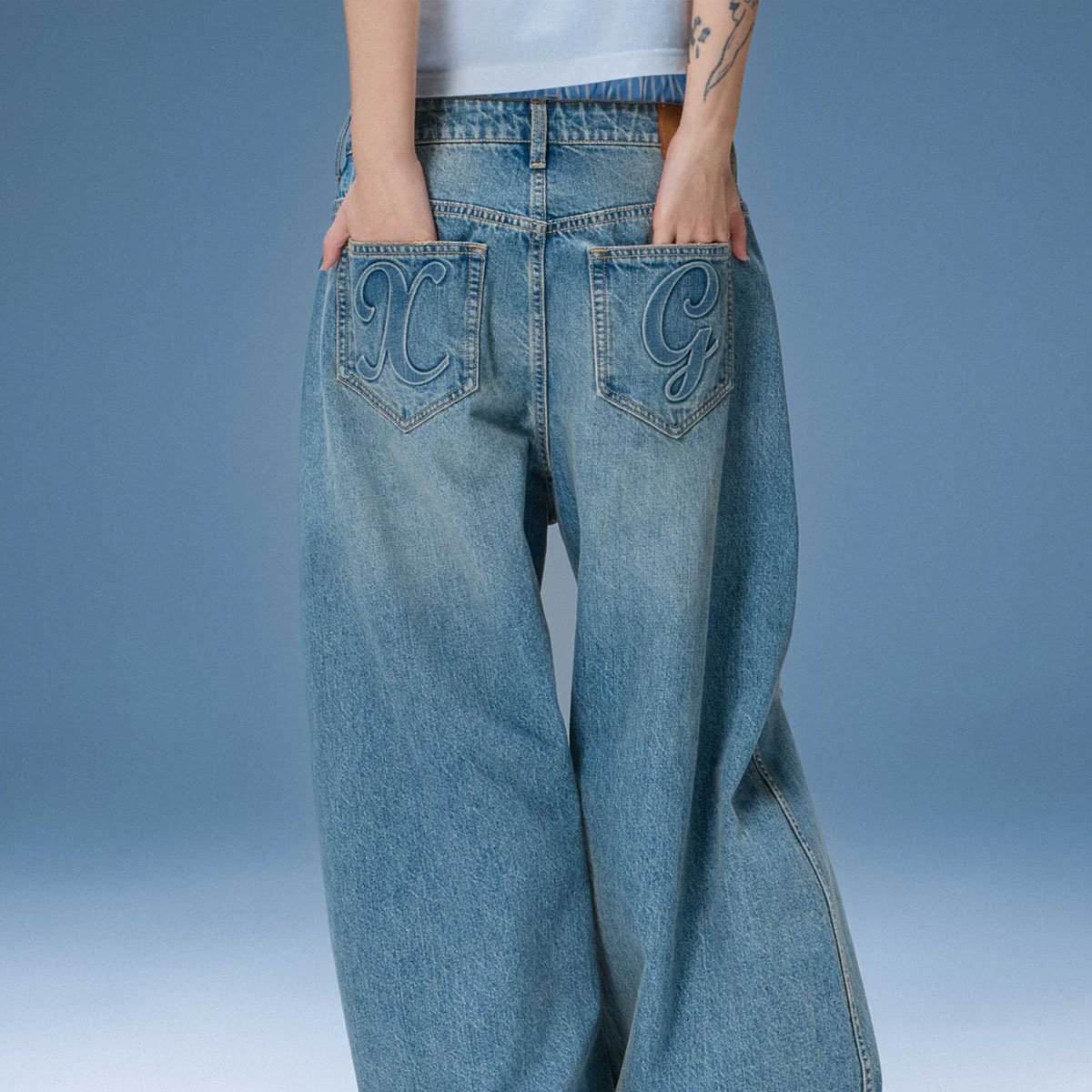 X-GIRL | DISTRESSED BAGGY DENIM PANTS��105262031011��