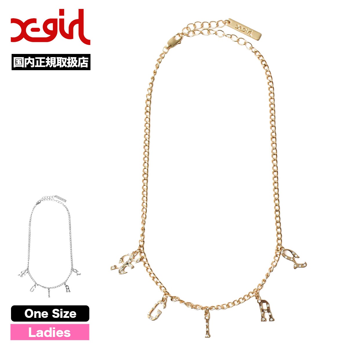 X-GIRL | LOGO AND RHINESTONE NECKLACE��105261054019��