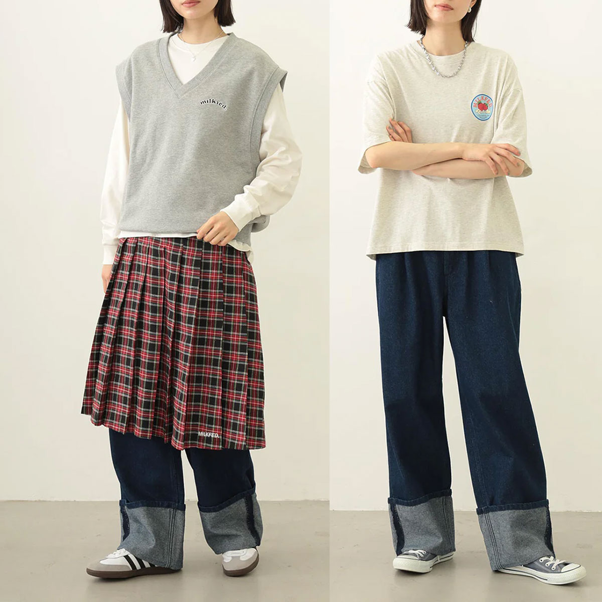 ��30%OFF ���ꥢ��󥹥�����ۥߥ륯�ե��� ��ǥ����� �ǥ˥�ѥ�� �磻�� �����륢�å� ��ä��� ���� ����ǥ��� M �͵��֥��� MILKFED. | ROLL UP DENIM��103253031003��