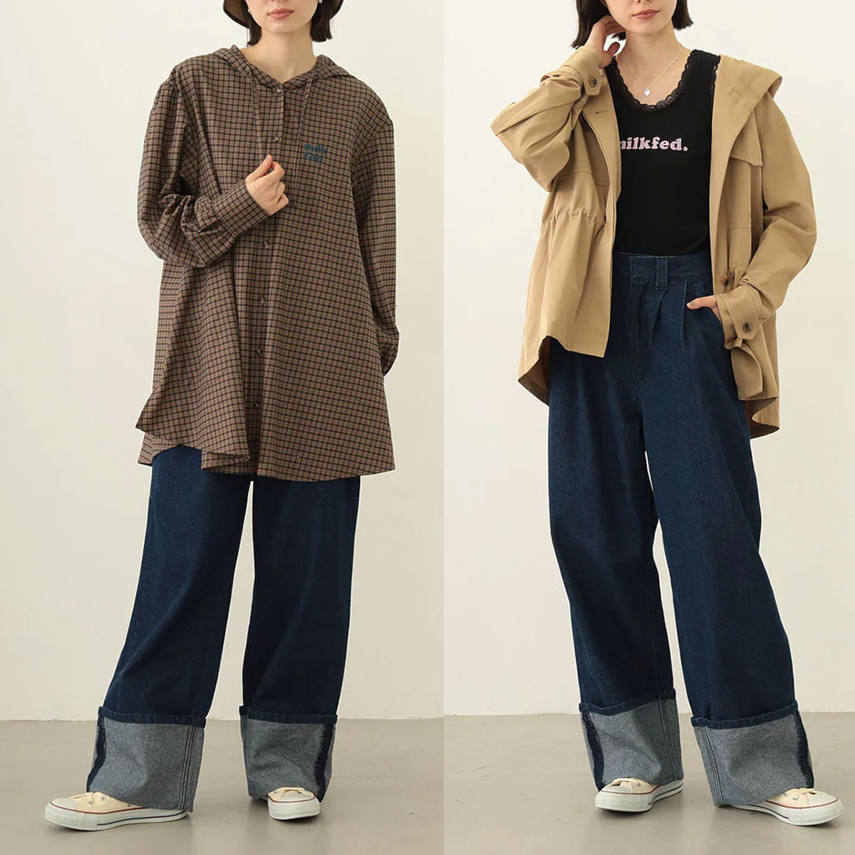 ��30%OFF ���ꥢ��󥹥�����ۥߥ륯�ե��� ��ǥ����� �ǥ˥�ѥ�� �磻�� �����륢�å� ��ä��� ���� ����ǥ��� M �͵��֥��� MILKFED. | ROLL UP DENIM��103253031003��