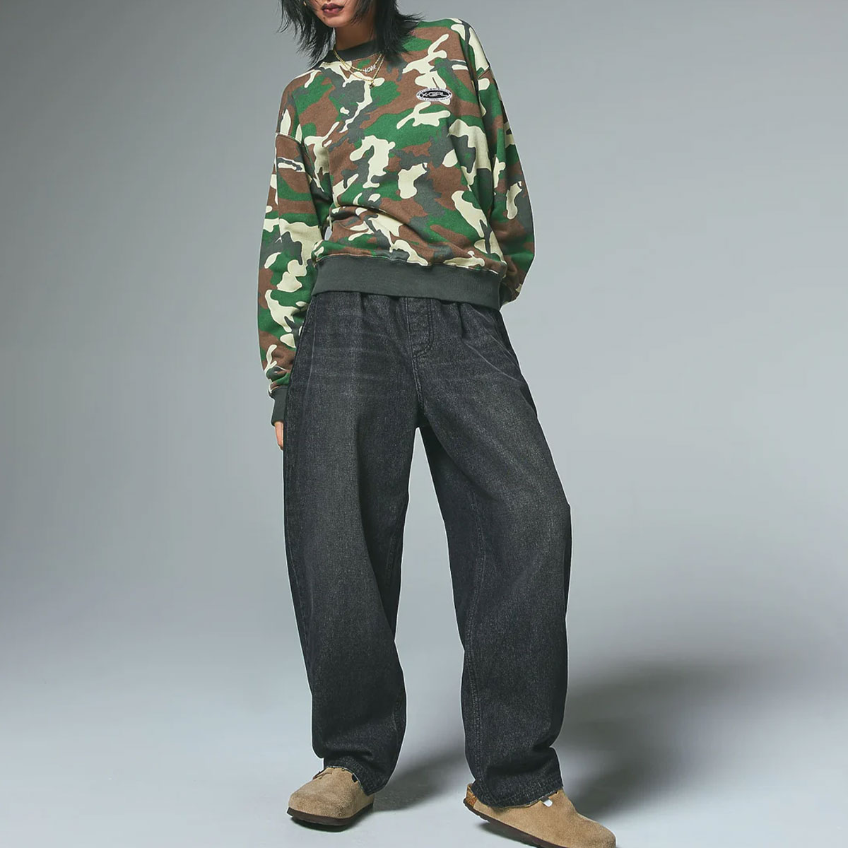 ��30%OFF ���ꥢ��󥹥�����ۥ��å��������� �ǥ˥�ѥ�� �Х��ѥ�� �������ȥ��� �֥�å� S ���ȥ꡼�ȿ͵��֥��� X-GIRL ���� | BARREL FIT EASY DENIM PANTS��105254031009��