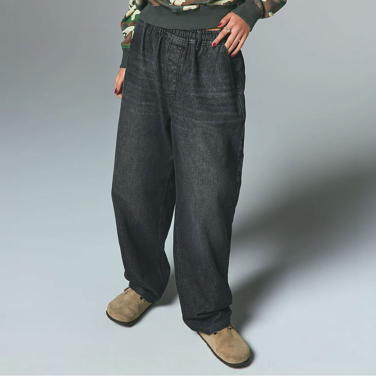 ��30%OFF ���ꥢ��󥹥�����ۥ��å��������� �ǥ˥�ѥ�� �Х��ѥ�� �������ȥ��� �֥�å� S ���ȥ꡼�ȿ͵��֥��� X-GIRL ���� | BARREL FIT EASY DENIM PANTS��105254031009��