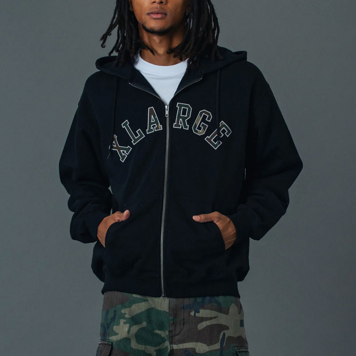 XLARGE | CAMO PATCH ZIP UP HOODED SWEATSHIRT��101261012012��