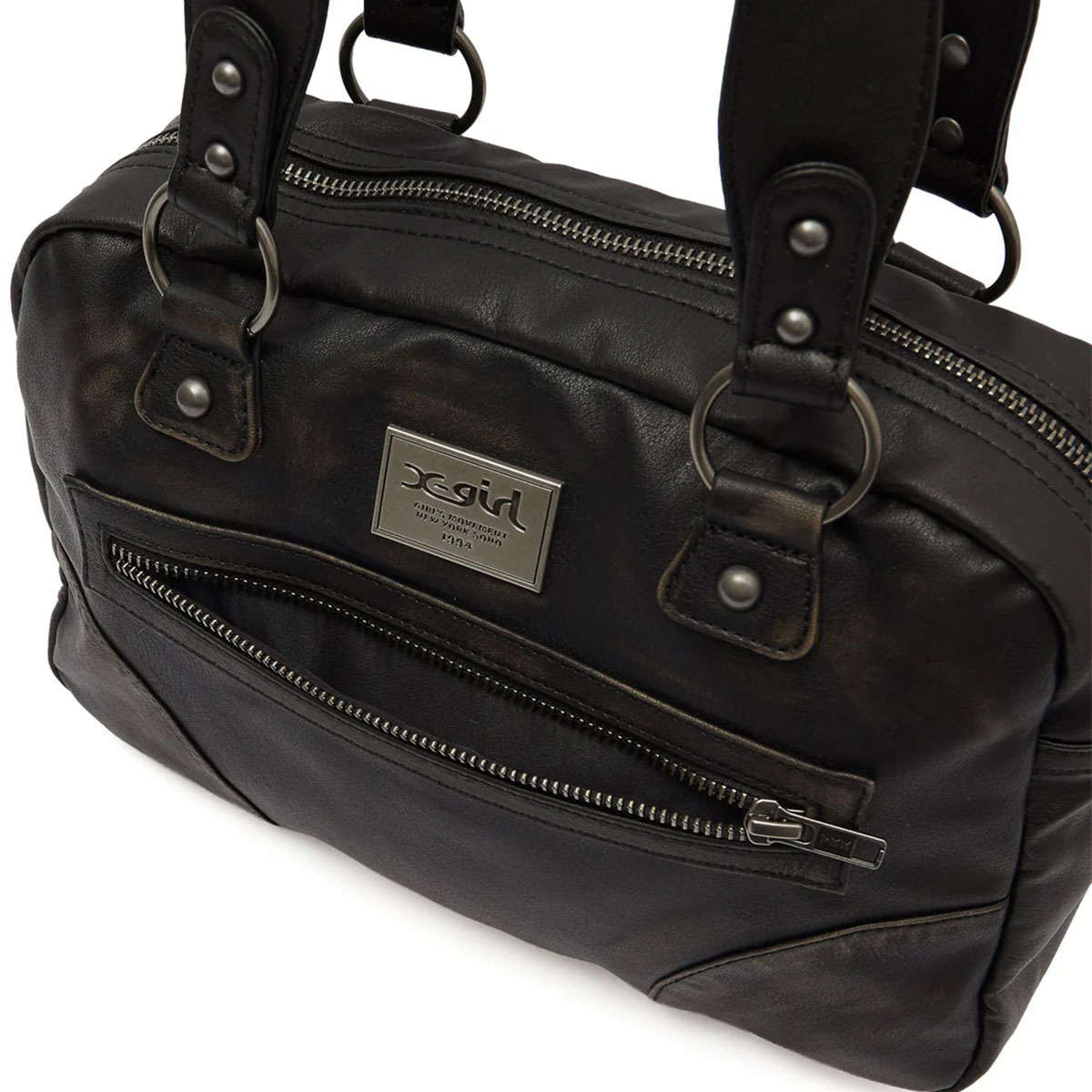 �ڥ��ޡ�������� X-GIRL | METAL LOGO PLATE FAUX LEATHER HANDBAG��105262053005��