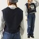 MILKFED. | COLLEGE LOGO V-NECK SWEAT VEST��103263021001��