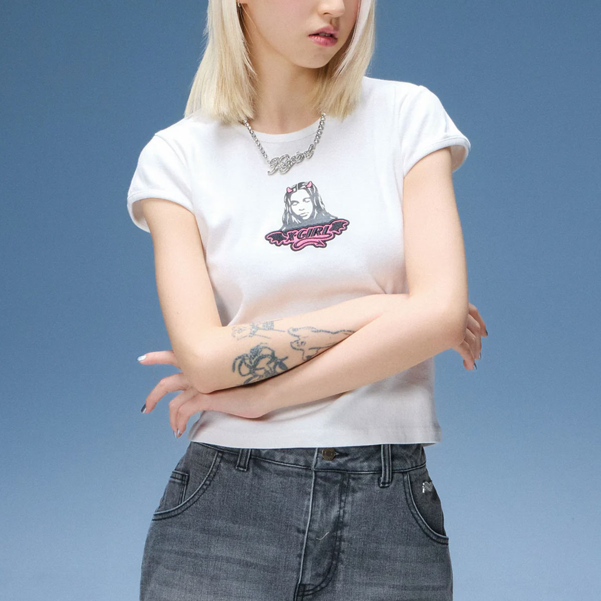 X-GIRL  | DEVIL FACE S/S BABY TEE��105262011017��