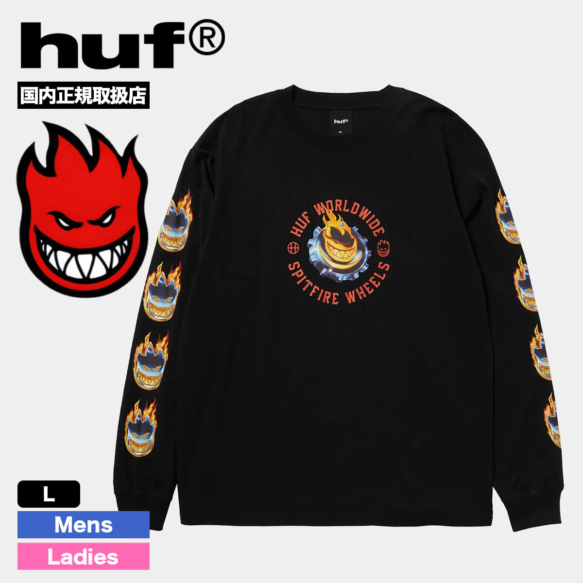 HUF  | huf X SPITFIRE CHROME HEAD LS TEE��TS02873��
