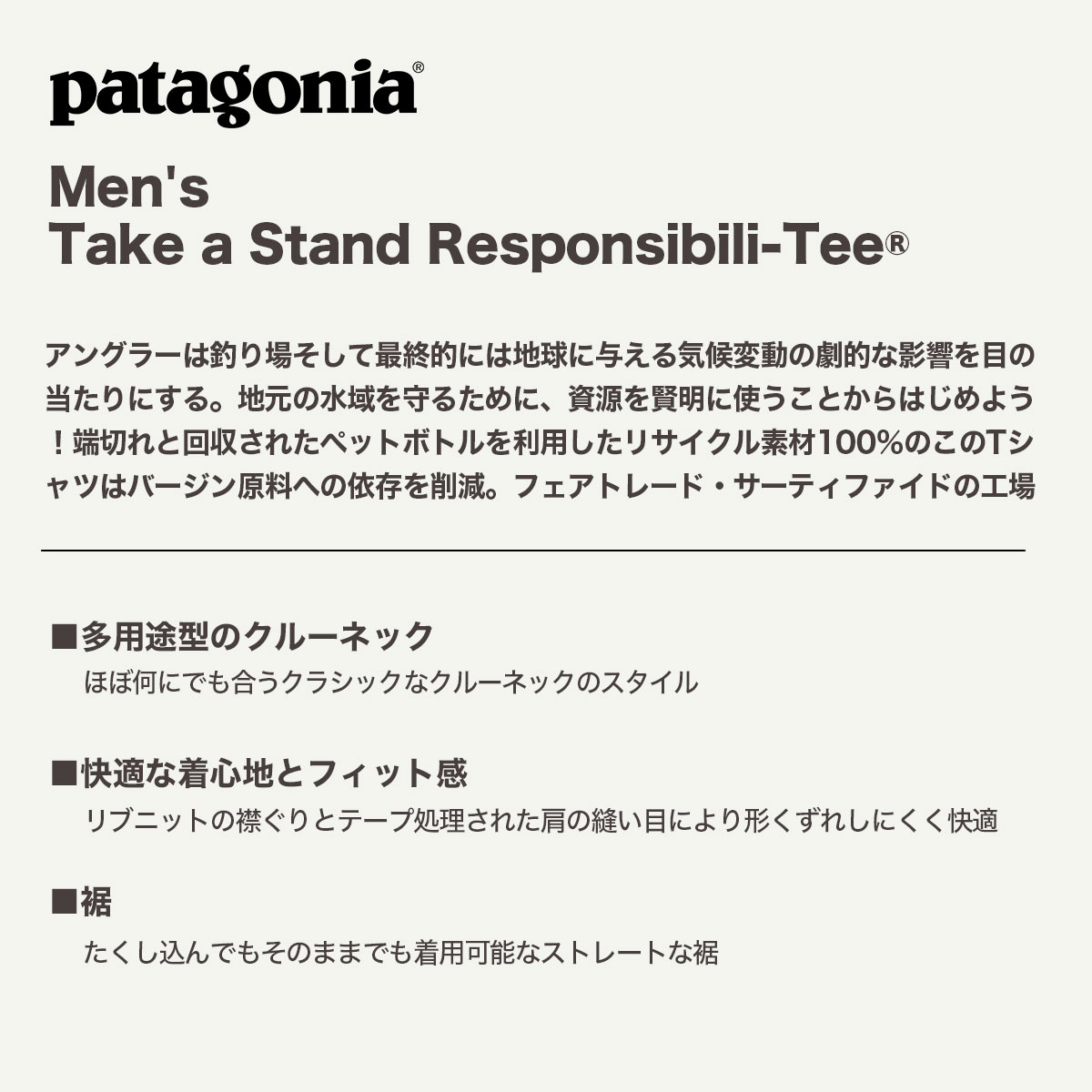 20%OFF ۥѥ˥ Patagonia  ȾµT ȥåץ Хåץ 4 S M ե  ȥɥ  ͵ ֥ | Men's Take a Stand Responsibili-Tee37591  