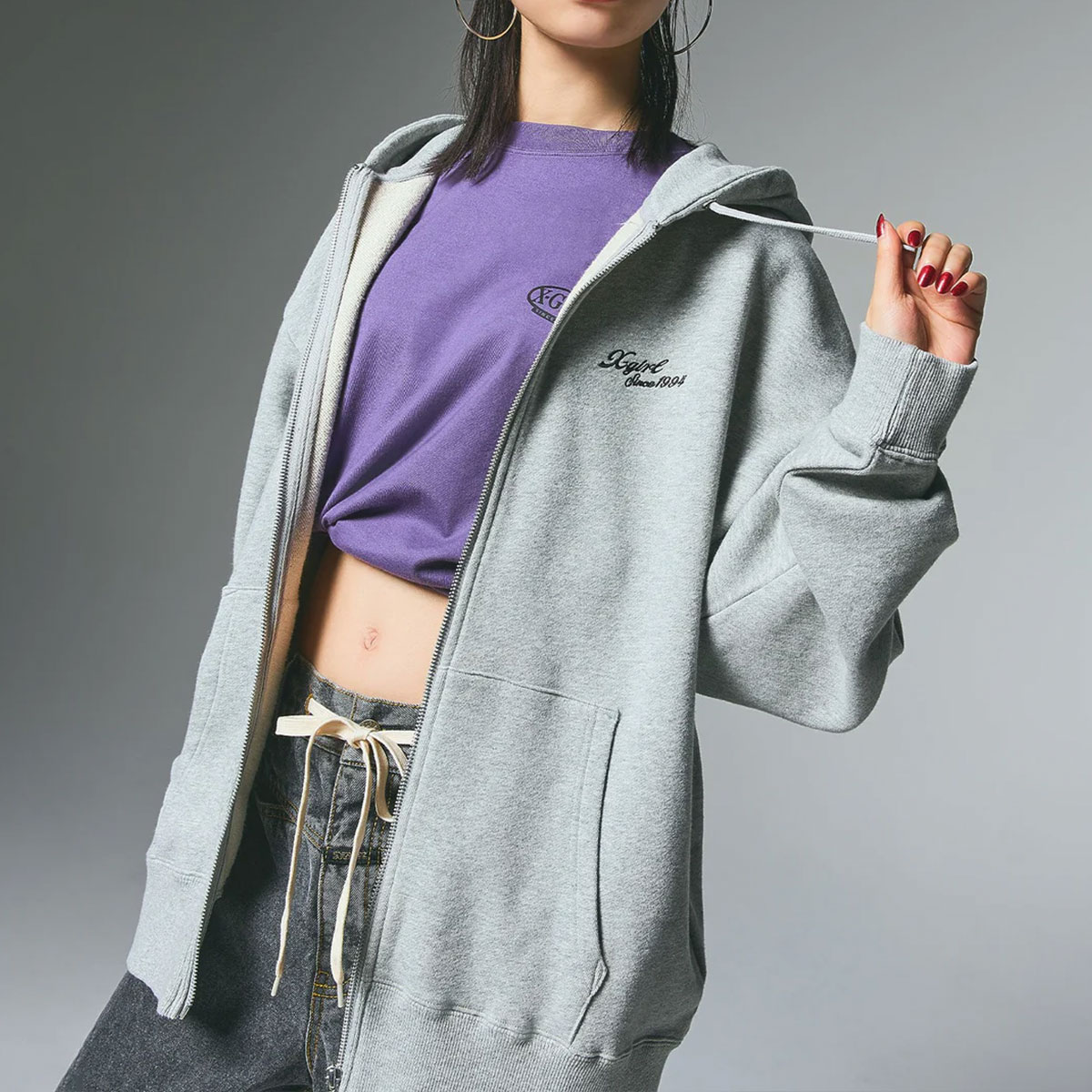 ��30%OFF ���ꥢ��󥹥�����ۥ��å��������� ��ǥ����� ���åץѡ����� �������å� �ա��� �ե��������� ��3�� S M ���ȥ꡼�ȿ͵��֥��� X-GIRL 2025 ���� | FACE BOX PATCH ZIP UP SWEAT HOODIE��105253012005��